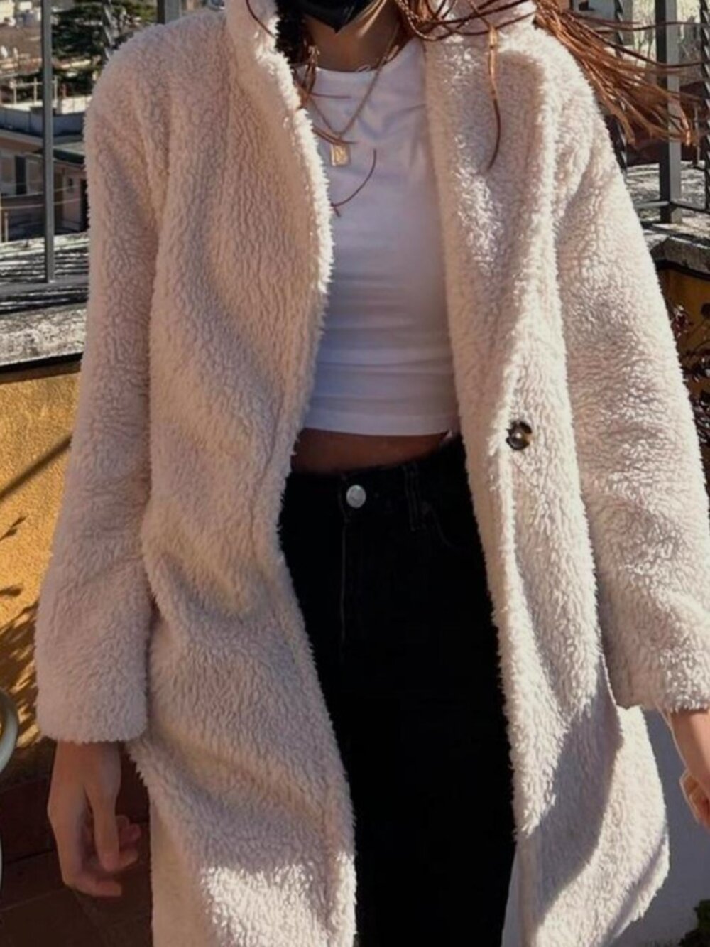 Cream Pile-Lined Fleece Teddy Jacket